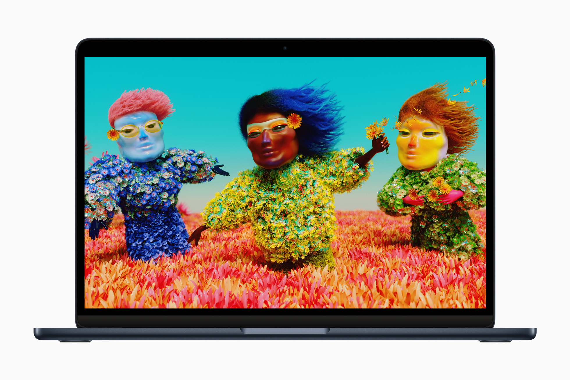 全新 MacBook Air 搭載絢麗的 13.6 吋 Liquid Retina 顯示器，亮度達到 500 尼特，比以往高出 25%。