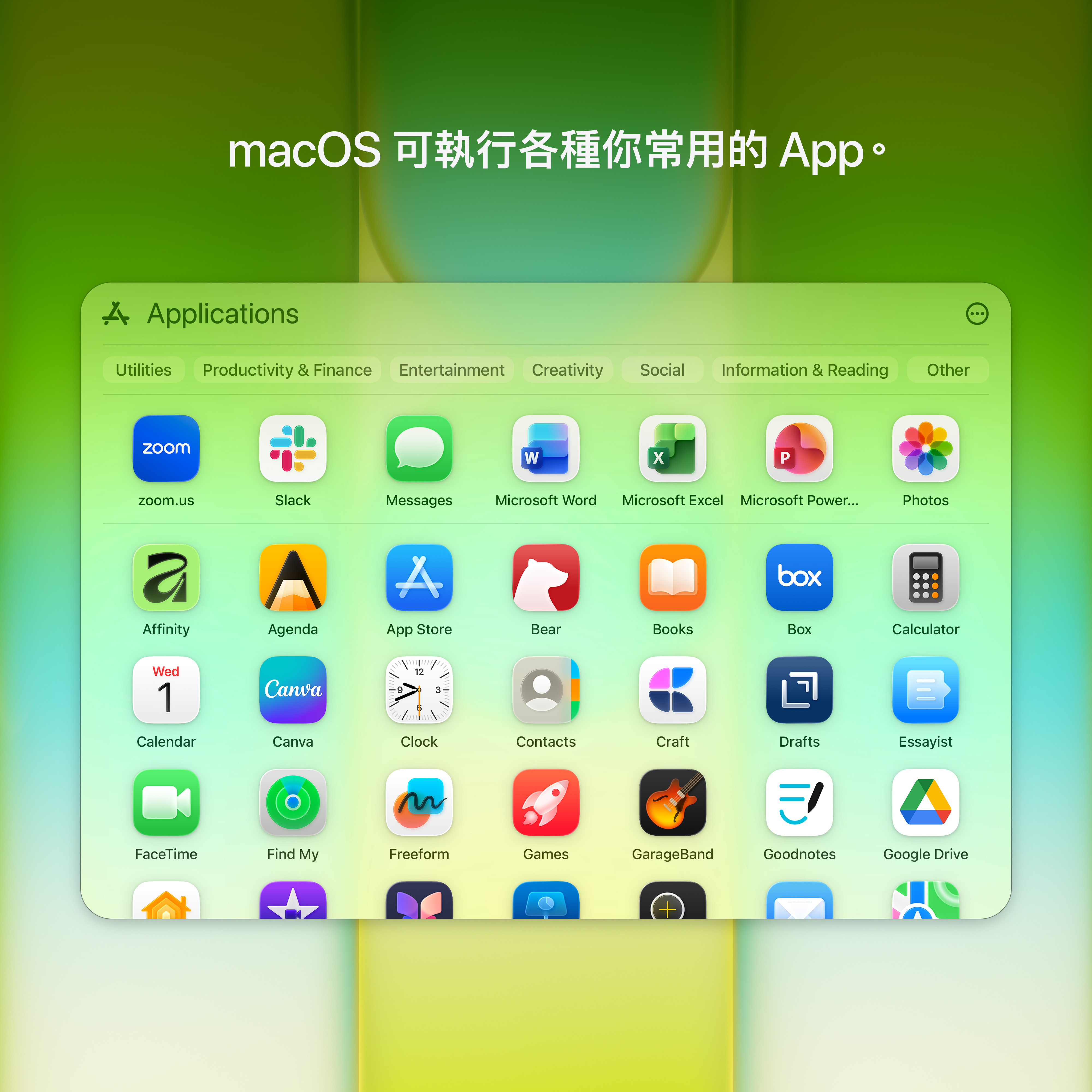 你常用的各款 app，包括 FaceTime4 和訊息等內建 app，在 macOS 上跑起來都快快快。